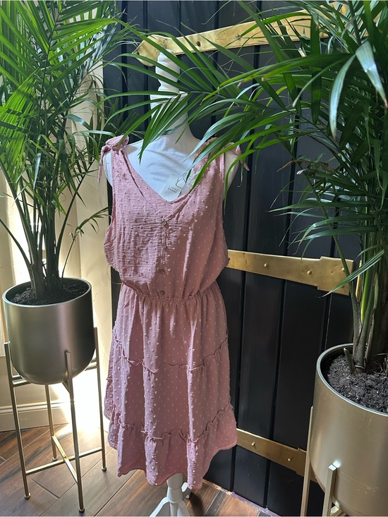 Lucky Brand Dresses & Skirts - LUCKY BRAND Boho Swiss dot Blush Pink Dress NWT Size Lg Sundress